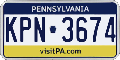 PA license plate KPN3674