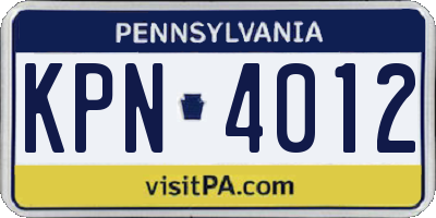 PA license plate KPN4012