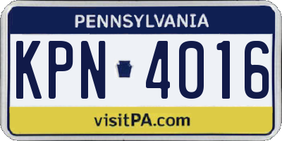 PA license plate KPN4016