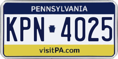 PA license plate KPN4025