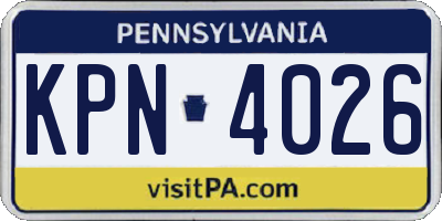 PA license plate KPN4026