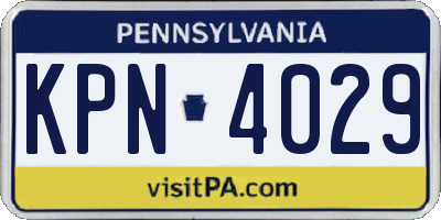 PA license plate KPN4029