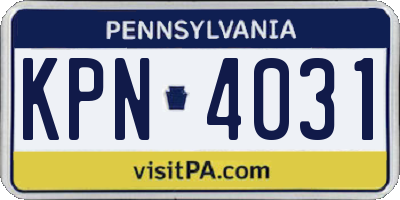 PA license plate KPN4031