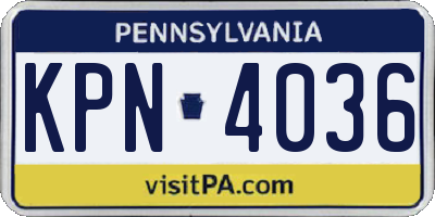 PA license plate KPN4036