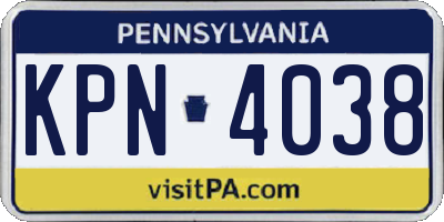 PA license plate KPN4038