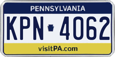 PA license plate KPN4062