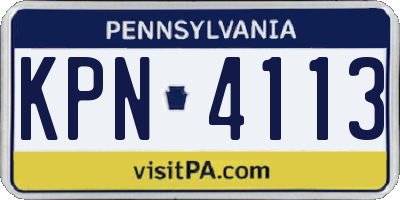 PA license plate KPN4113