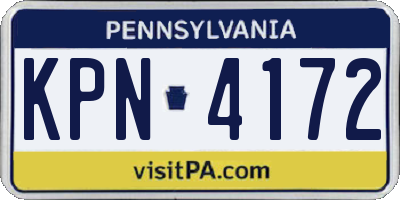 PA license plate KPN4172