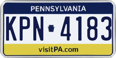 PA license plate KPN4183