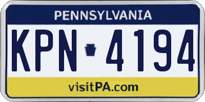PA license plate KPN4194