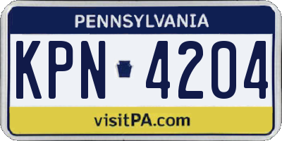 PA license plate KPN4204