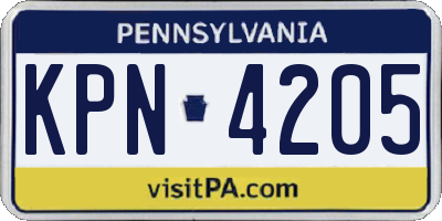 PA license plate KPN4205
