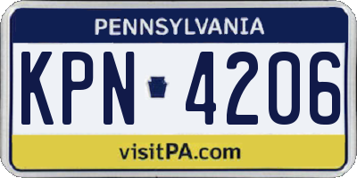 PA license plate KPN4206