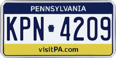 PA license plate KPN4209