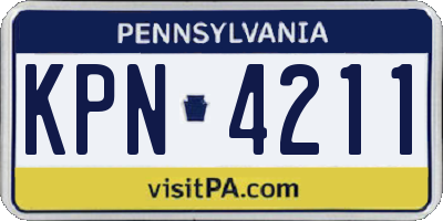 PA license plate KPN4211
