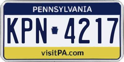 PA license plate KPN4217