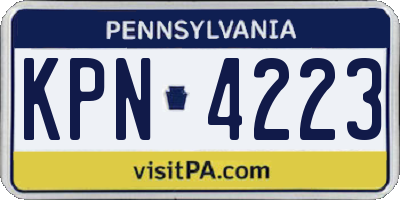 PA license plate KPN4223