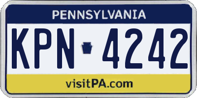 PA license plate KPN4242