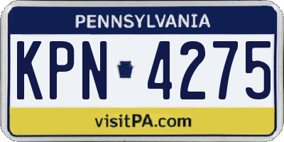 PA license plate KPN4275