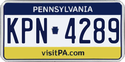 PA license plate KPN4289