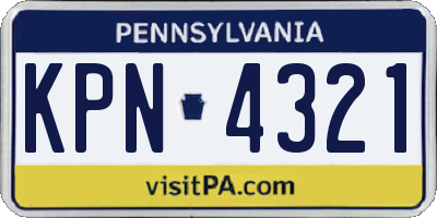 PA license plate KPN4321