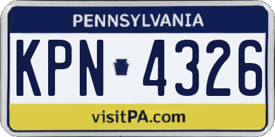 PA license plate KPN4326