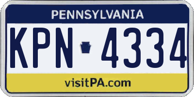 PA license plate KPN4334
