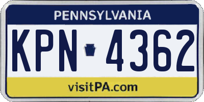 PA license plate KPN4362