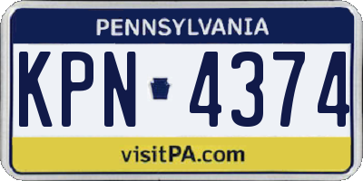 PA license plate KPN4374