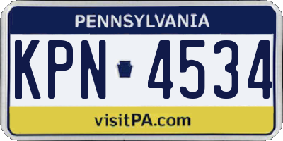 PA license plate KPN4534