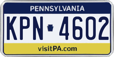 PA license plate KPN4602
