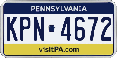 PA license plate KPN4672
