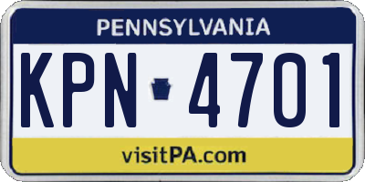PA license plate KPN4701