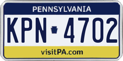 PA license plate KPN4702