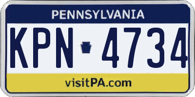 PA license plate KPN4734