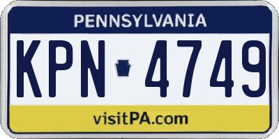 PA license plate KPN4749