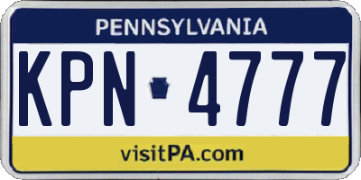 PA license plate KPN4777