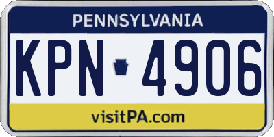 PA license plate KPN4906