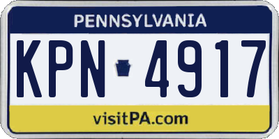 PA license plate KPN4917