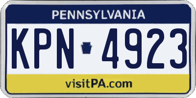 PA license plate KPN4923