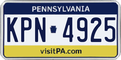 PA license plate KPN4925