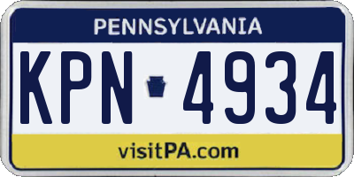 PA license plate KPN4934