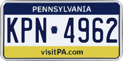 PA license plate KPN4962
