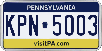 PA license plate KPN5003
