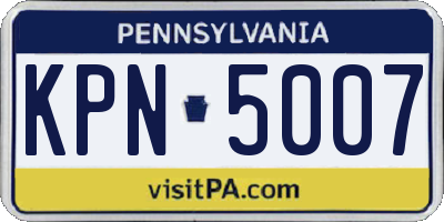 PA license plate KPN5007