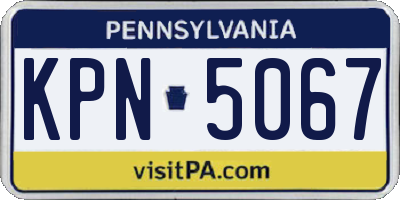 PA license plate KPN5067