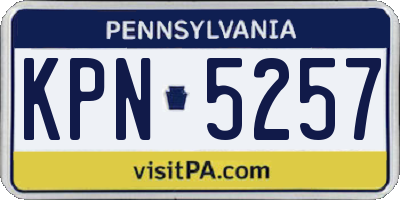 PA license plate KPN5257