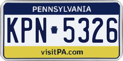 PA license plate KPN5326