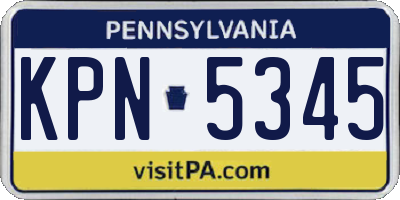 PA license plate KPN5345