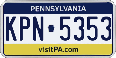 PA license plate KPN5353